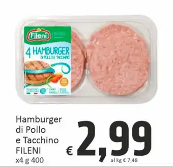 Paghi Poco Fileni Hamburger di pollo e tacchino x4 400 g offerta