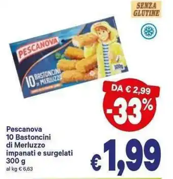 A&O Pescanova 10 Bastoncini di Merluzzo impanati e surgelati 300g offerta