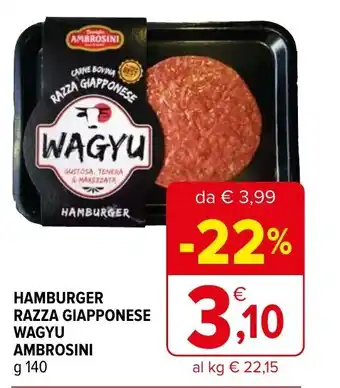 Iperal Ambrosini Hamburger razza giapponese wagyu 140 g offerta