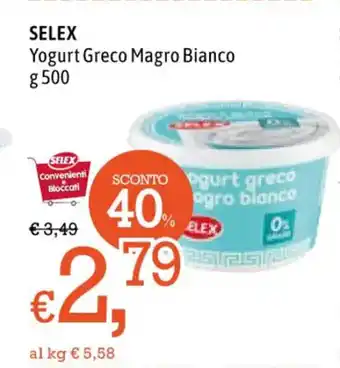 Famila Selex Yogurt Greco Magro Bianco 500 g offerta