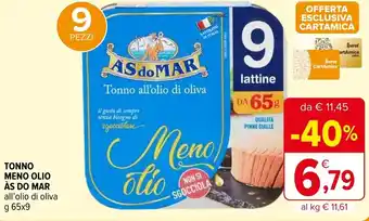 Iperal Ás do Mar Tonno Meno Olio 65 g x 9 offerta