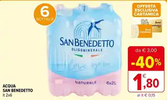 Iperal San Benedetto Acqua 2 lt x 6 offerta