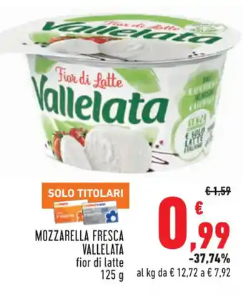 Conad City Vallelata Mozzarella Fresca 125 g offerta