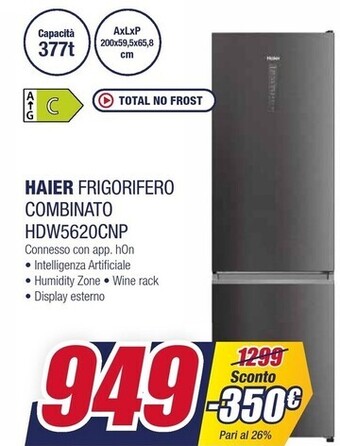 Trony Haier frigorifero combinato hdw5620cnp offerta