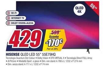 Trony Hisense qled led 55 55e79hq offerta