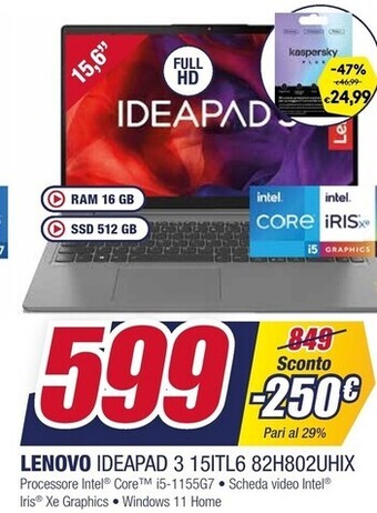 Trony Lenovo ideapad 3 15itl6 82h802uhix offerta