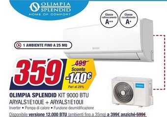 Trony Olimpia splendid kit 9000 btu aryals1e10ue + aryals1e10ui offerta