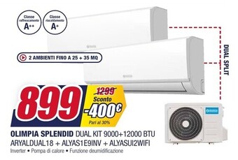Trony Olimpia splendid dual kit 9000 + 12000 btu aryaldual18+ alyas1e9inv + alyasui2wifi offerta