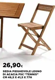 Ipercoop Sedia pieghevole legno di acacia fsc tennis offerta