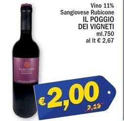 Ard Discount Il poggio dei vigneti vino 11% sangiovese rubicone offerta