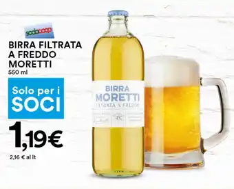 Coop Moretti Birra Filtrata a freddo 550 ml offerta