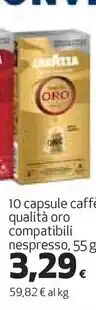 Coop Lavazza 10 capsule caffè qualità oro compatibili nespresso offerta