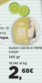 Ipercoop Coop sugo cacio e pepe offerta