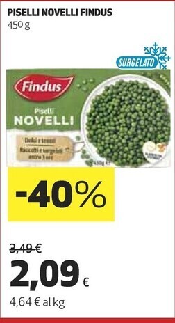 Ipercoop Findus piselli novelli offerta