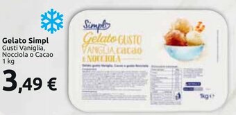 Carrefour Market Gelato Simpl Gusti Vaniglia, Nocciola o Cacao 1 kg offerta