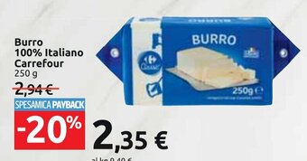 Carrefour Market Burro 100% Italiano Carrefour 250 g offerta