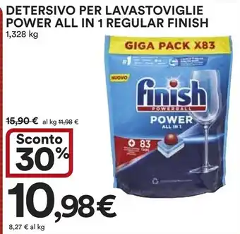 Ipercoop Finish detersivo per lavastoviglie power all in 1 regular offerta