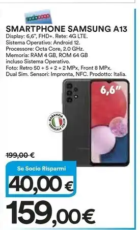 Ipercoop Samsung smartphone a13 offerta