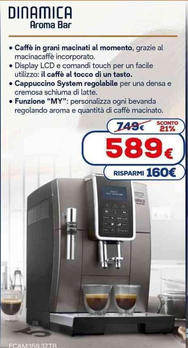DeLonghi Dinamica Aroma Bar offerta di Euronics