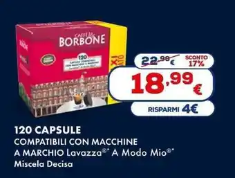 Euronics Caffè Borbone 120 Capsule Compatibili con Macchine a Marchio Lavazza A Modo Mio offerta