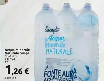 Carrefour Market Acqua Minerale Naturale Simpl Conf. 6 pz 2 lt Cad. 12 L offerta