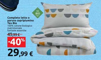 Completo letto o parure copripiumino TEX Bio