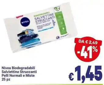 A&O Nivea Biodegradabili Salviettine Struccanti Pelli Normali e Miste 25pz offerta