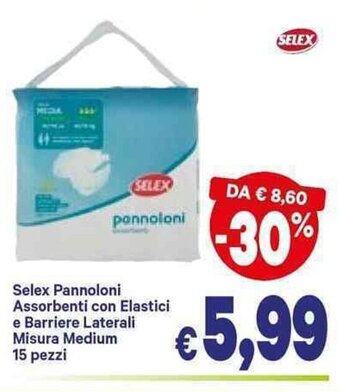 A&O Selex Pannoloni Assorbenti con Elastici e Barriere Laterali Misura Medium 15 pezzi offerta