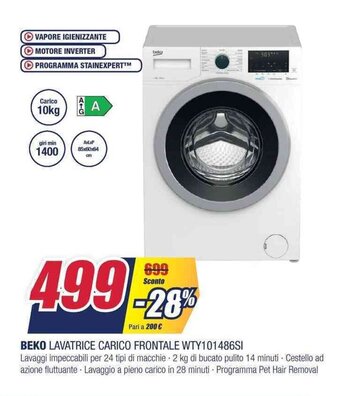 Trony Beko Lavatrice Carico Frontale WTY101486SI offerta