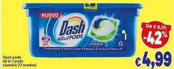 A&O Dash pods all in 1 pods classico 27 ecodosi offerta