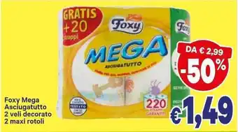 A&O Foxy Mega Asciugatutto 2 veli decorato 2 maxi rotoli offerta