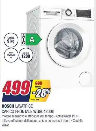 Trony Bosch Lavatrice Carico Frontale WGG04200IT offerta