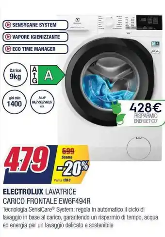 Trony Electrolux Lavatrice Carico Frontale EW6F494R offerta