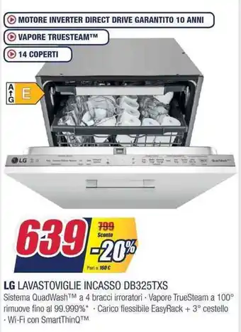 Trony LG Lavastoviglie Incasso DB325TXS offerta