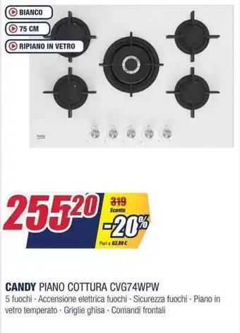 Trony Candy Piano Cottura CVG74WPW offerta