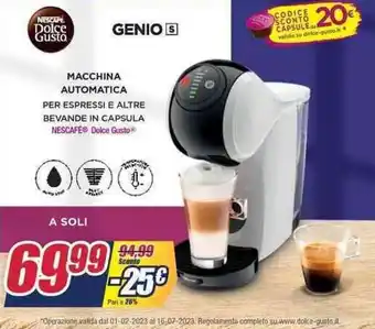 Trony Nescafe Dolce Gusto Genio S Macchina Automatica offerta