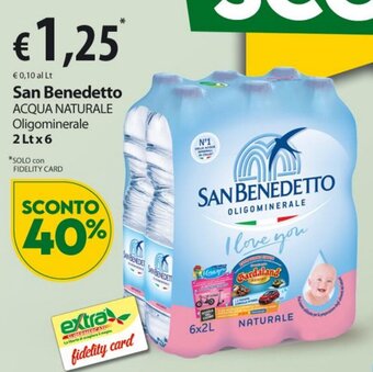 Extra Supermercati San Benedetto Acqua Naturale Oligominerale 2 Lt x 6 offerta