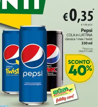 Extra Supermercati Pepsi Cola in Lattina 330 ml offerta