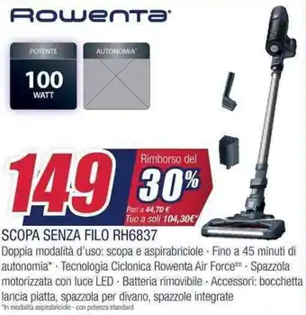Trony Rowenta Scopa Senza Filo RH6837 offerta