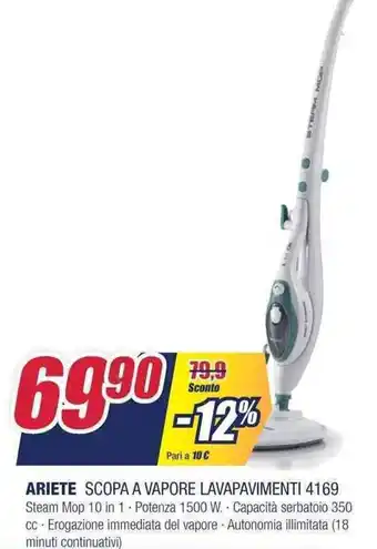 Trony Ariete Scopa a Vapore Lavapavimenti 4169 offerta