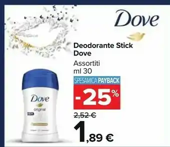 Carrefour Market Dove Deodorante Stick 30 Ml offerta
