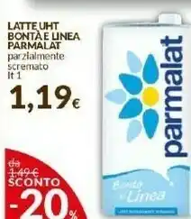 Doro Supermercati Parmalat Bontà E Linea Latte Parzialmente Scremato 1000 G(ml) offerta