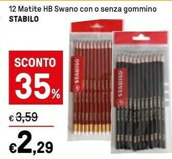 Iper La Grande Stabilo 12 Matite HB Swano Con O Senza Gommino offerta
