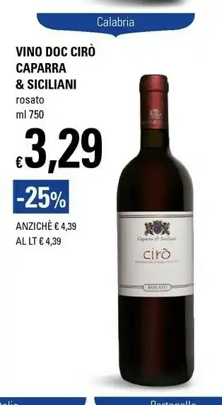 Basko Caparra E Siciliani Cirò Rosato 2018 Vino 0,75 L offerta