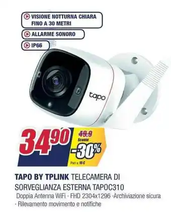Trony Tapo By TPLink Telecamera di Sorveglianza Esterna TAPOC310 offerta