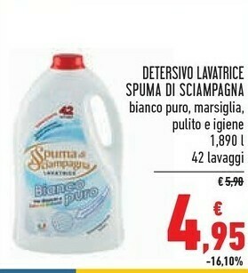 Conad Spuma di Sciampagna Detersivo Lavatrice Bianco Puro/ Marsiglia/ Pulito E Igiene offerta