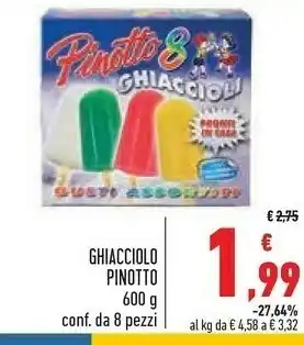 Conad Pinotto 8 Ghiaccioli Gusti Assortiti 600 G(ml) offerta
