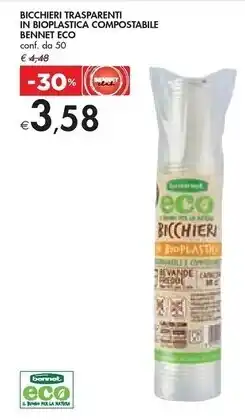 Bennet Bennet - bicchieri trasparenti in bioplastica compostabile eco offerta