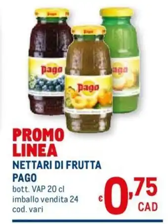 Metro Nettari Di Frutta Pago 20 cl offerta