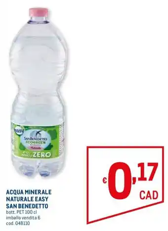 Metro San Benedetto Acqua Minerale Naturale Easy Pet 100 cl offerta